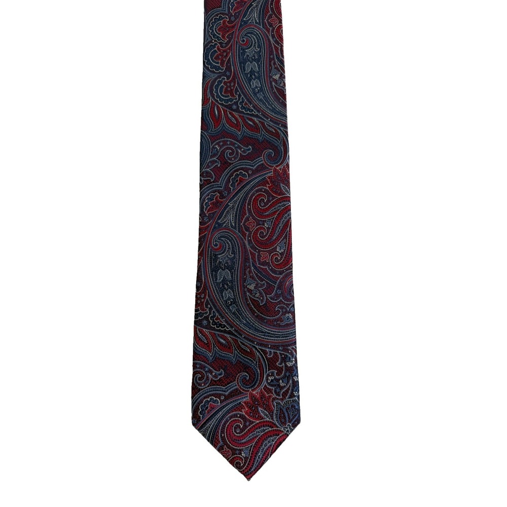 VTG Bruno Piattelli Necktie Mens XL Blue Red Extra Long Silk Paisley Tie